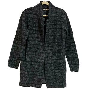 CHIARAMENTE Mase in Italy Wool Cardigan Sweater Coat Gray Striped Size M NWT